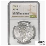 1923-D Silver Peace Dollar NGC AU58