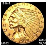 1916-S $5 Gold Half Eagle UNCIRCULATED