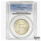 1936 York Half Dollar PCGS MS64