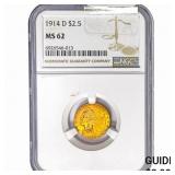 1914-D $2.50 Gold Quarter Eagle NGC MA62