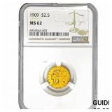 1909 $2.50 Gold Quarter Eagle NGC MS62