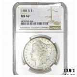 1881-S Morgan Silver Dollar NGC MS67