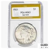 1921 Silver Peace Dollar PGA MS63 HR