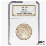 1941 Walking Liberty Half Dollar NGC MS64