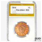 1816 Coronet Head Large Cent PGA MS64+