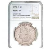 1898-O Morgan Silver Dollar NGC MS63 PL