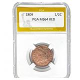 1809 Half Cent PGA MS64 RED