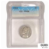 1953 Jefferson Nickel ICG PR68