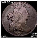 1801 3 Errors Draped Bust Large Cent