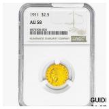 1911 $2.50 Gold Quarter Eagle NGC AU58