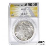 1890-S Morgan Silver Dollar ANACS MS62