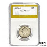1934-D Jefferson Quarter PGA MS65+
