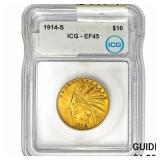 1914-S $10 Gold Eagle ICG EF45