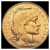 1913 French 20 Francs Rooster CHOICE BU