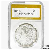 1881-S Morgan Silver Dollar PGA MS65+ PL