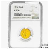 1912 $2.50 Gold Quarter Eagle NGC AU58