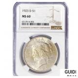 1923-D Silver Peace Dollar NGC MS60