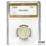 1834 Capped Bust Quarter PGA MS62