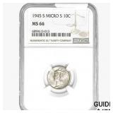 1945-S Mercury Silver Dime NGC MS66 Micro S