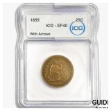 1855 Seated Liberty Quarter ICG EF40 Arrows