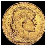 1912 French 20 Francs Rooster Coin CHOICE BU