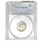 1938-S Mercury Dime PCGS MS66FB
