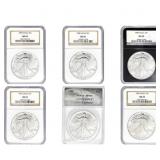 1986-1989 American Silver Eagle Set [6 Coins] NGC/