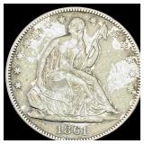1861 Seated Liberty Half Dollar CLOSELY UNCIRCULAT