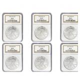 1993-1997 American Silver Eagle Set [6 Coins] NGC