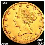 1855 $10 Gold Eagle CHOICE AU