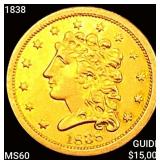 1838 $2.50 Gold Quarter Eagle UNCIRCULATED