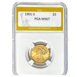 1901-S $5 Liberty Head Half Eagle PGA MS