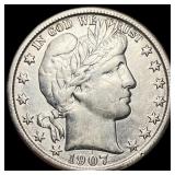 1907-O Barber Half Dollar CLOSELY UNCIRCULATED