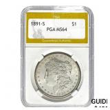 1891-S Morgan Silver Dollar PGA MS64