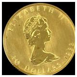 1983 Canada $10 Gold Maple Leaf GEM BU