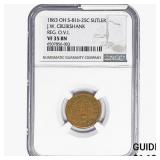 1863 OH Token REG OVI S-81b-25C Sutler NGC VF35 BN