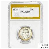 1936-D Washington Silver Quarter PGA MS66