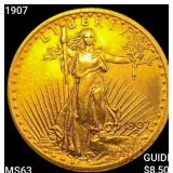 1907 $20 Gold Double Eagle CHOICE BU