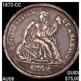 1872-CC Seated Liberty Dime CHOICE AU
