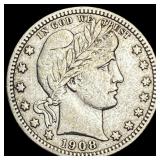 1908 Barber Quarter LIGHTLY CIRCULATED