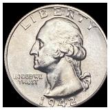 1942-S Washington Quarter CHOICE BU