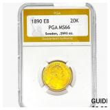 1890 EB 0.2593oz Gold Sweden 20K PGA MS66