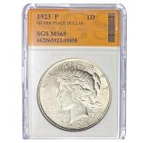 1923 Peace Dollar SGS MS65