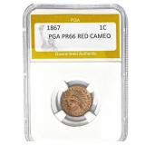 1867 Indian Head Cent PGA PR66 Red Cameo