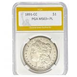 1891-CC Morgan Dollar PGA MS63+ PL