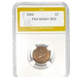 1866 Indian Head Cent PGA MS64+ RED