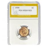 1908 Indian Head Cent PGA MS64 RED