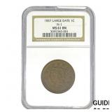 1857 Braided Hair Large Cent NGC MS61 BN Lg Date