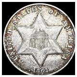 1862 Silver Three-Cent Piece CLOSELY UNCIRCULATED