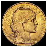 1913 France 20 Francs Rooster CHOICE BU